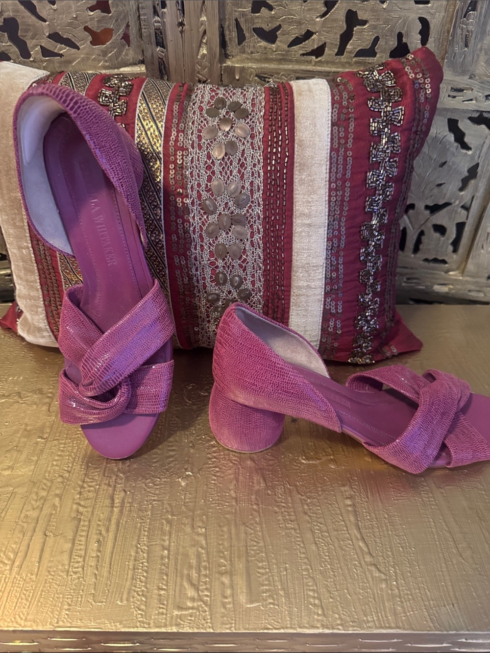 Women’s Pink Block-Heel Knotted Slingback Sandals